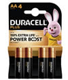 Blister 4 batterie alcaline AA Duracell Power Boost MN1500