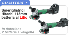 Smerigliatrici Hitachi leggere maneggevoli batterie al litio