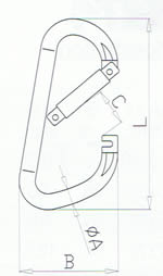 Dimensioni moschettone trapezoidale art. 8278 Robur Dimensioni moschettone trapezoidale art. 8278 Robur