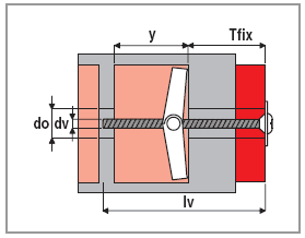 Dimensioni tassello ETAF/V Spaccato fissaggio tassello ETAF/V