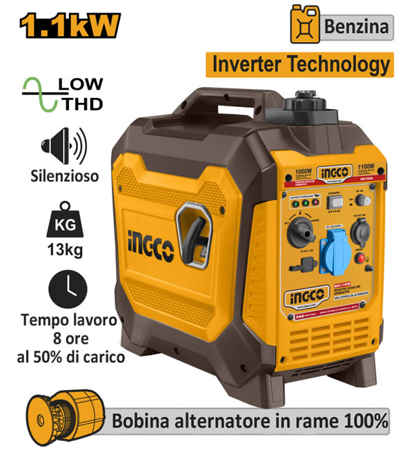 Generatore inverter a benzina GEI15006 Ingco