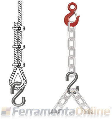 Gancio a S con catena Gancio a S con catena e fune